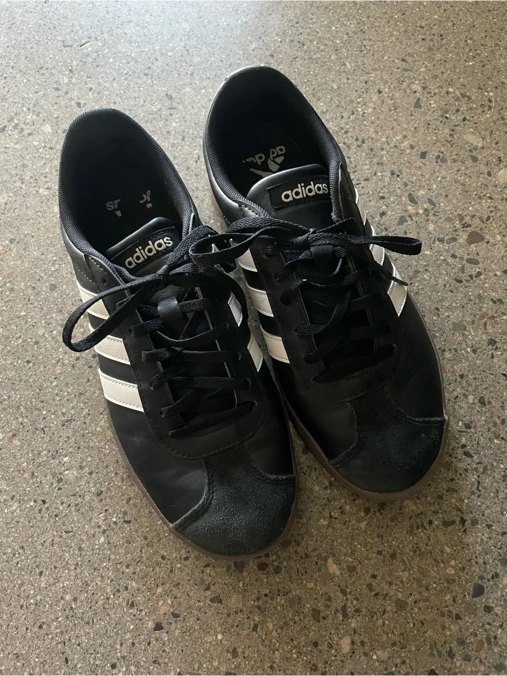 adidas Black White Brown Platform Sneakers with Three Stripes